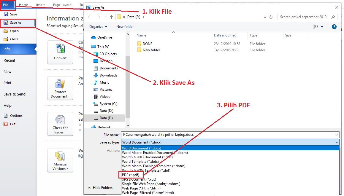 Cara Mengubah Word Ke PDF Di Laptop Dengan Save As